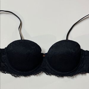 Savage X Fenty 36C Black Lace Detachable Strap Push Up Underwire Balconette Bra